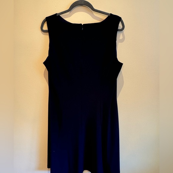 CHAPS - Navy Blue Sleeveless Dress with White Stripe Accents - Picture 3 of 5
